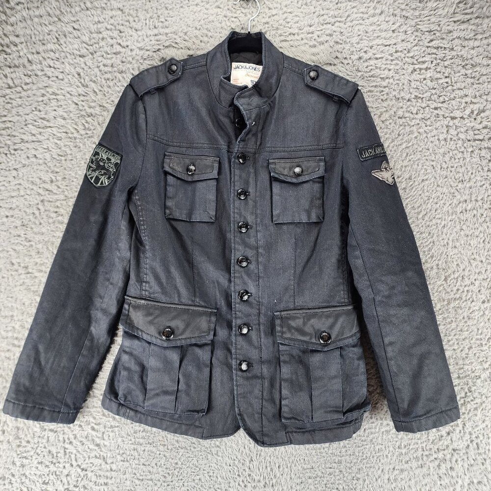 Jack & Jones Jacket Mens Medium Black Cotton Long Sleeve Button Up *Read*